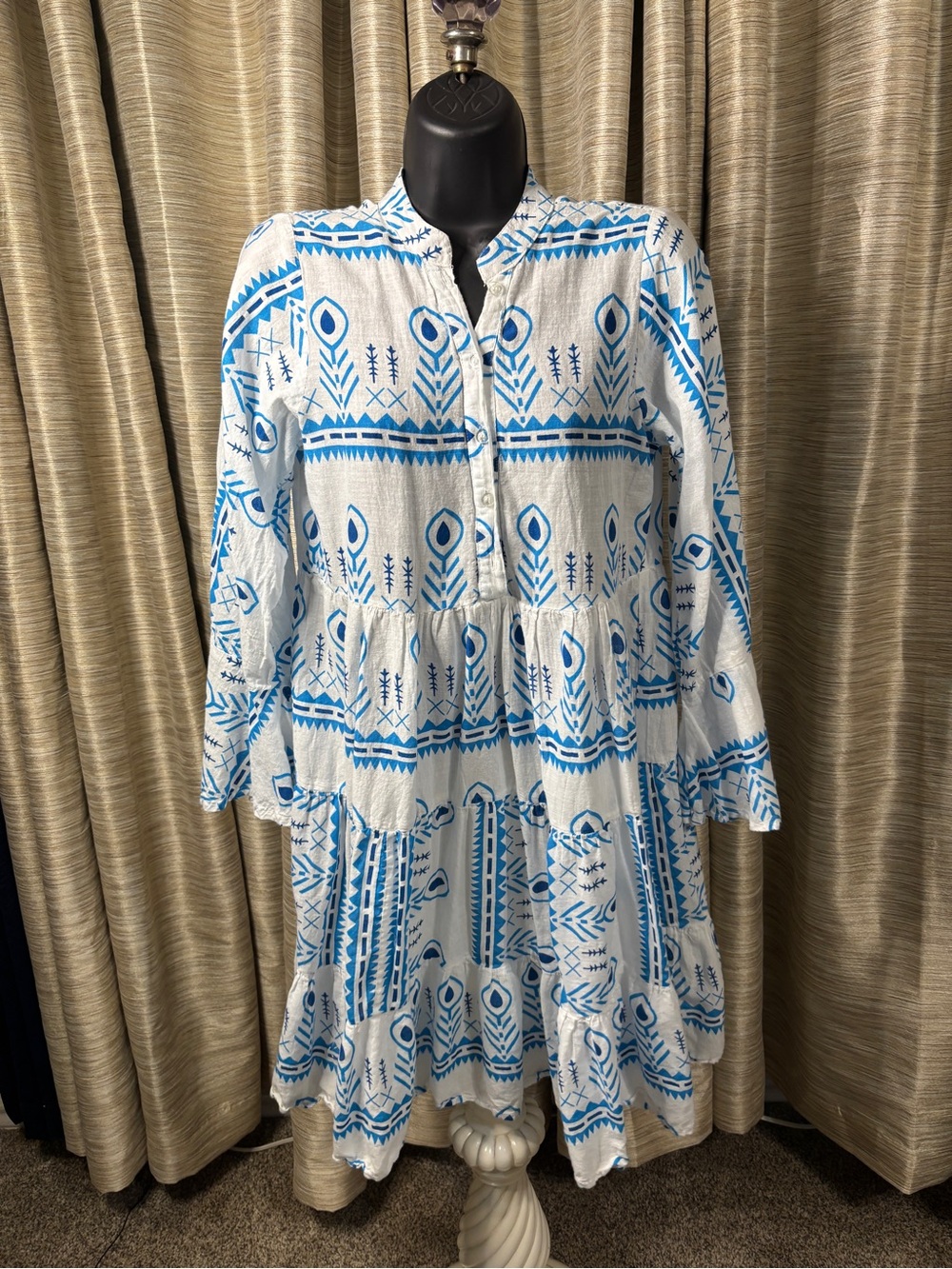 Blue & White Printed Bathing suit or Women's Dress